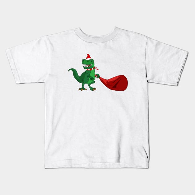 Santasaurus Rex Kids T-Shirt by Dogefellas